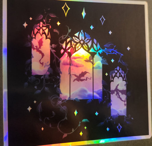 Dreaming of Dragons Holographic Sticker 4"×4"