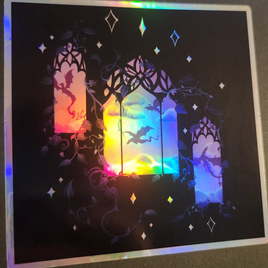Dreaming of Dragons Holographic Sticker 4"×4"